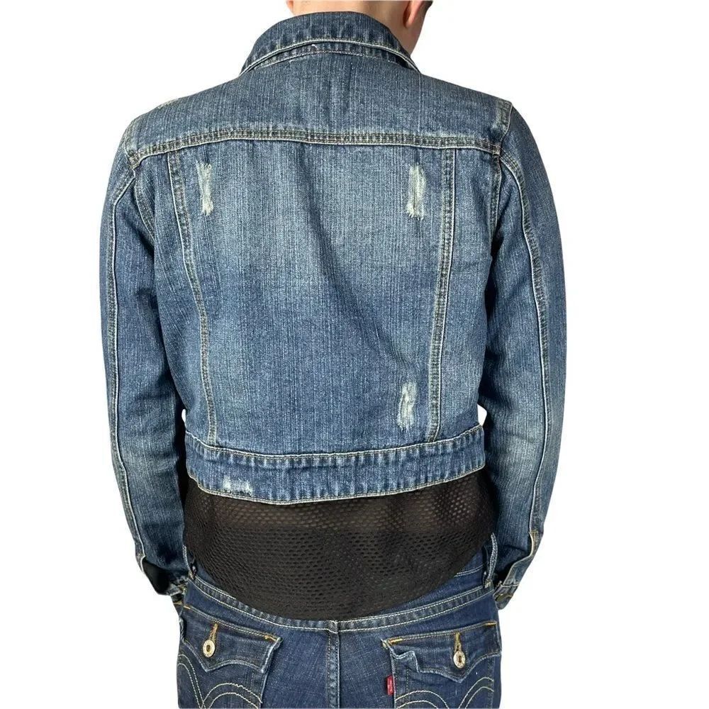 Thread Supply Cropped Distressed Blue Jean Jacket - Picture 4 of 10